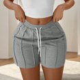 thumbnail image 1 of Bzhegqhd Women's Fashion Solid Color Shorts with Elastic Waistband Drawstring for Casual Wear, 1 of 7