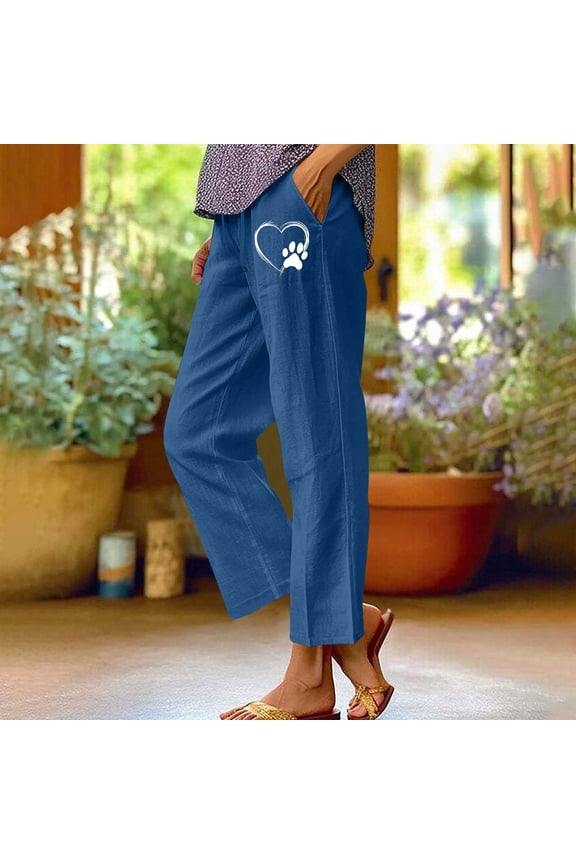 Women's Half Shorts Pants Summer Elastic Waist Buttons Casual Linen Pockets Pants