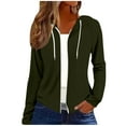 thumbnail image 1 of Bzhegqhd Women's Hooded Thin Lightweight Zipper Jacket Short Style Casual Pullover Long Sleeve Blouse Spring Fall Outerwear, 1 of 3