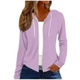thumbnail image 1 of Bzhegqhd Women's Hooded Thin Lightweight Zipper Jacket Short Style Casual Pullover Long Sleeve Blouse Spring Fall Outerwear, 1 of 3