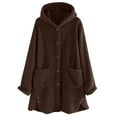 thumbnail image 1 of Bzhegqhd Women's Hoodies Double Faced Fleece Hooded Coat Long Sleeve Button Up Cardigan Winter Warm Jacket with Pocket Loose Fit Casual Outerwear Plush Top, 1 of 9