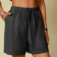 thumbnail image 1 of Bzhegqhd Women's Linen Shorts Solid Color Comfortable Elastic Wide Leg Casual Shorts, 1 of 7