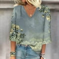thumbnail image 1 of Bzhegqhd Women's Long Sleeve Summer V Neck Sexy Casual Regular Printed Blouse, 1 of 3