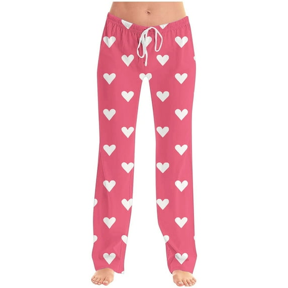 Bzhegqhd Women's Love Print Comfortable Casual Drawstring Pants