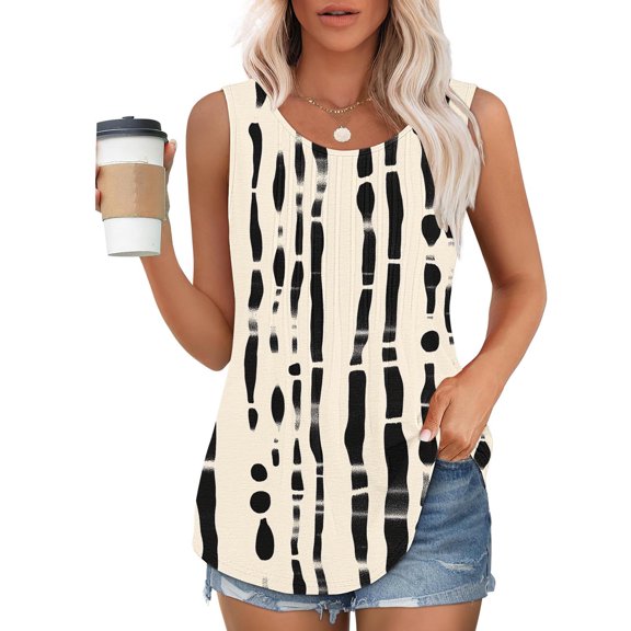 Bzhegqhd Women's New Loose Casual Crew-neck Pleated Print Fashion Top