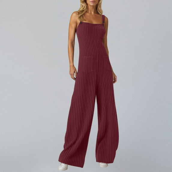 Bzhegqhd Women's New Solid Color Casual Commuting Sleeveless Camisole Button Multi Pocket Overalls Strap Pants