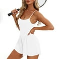 thumbnail image 1 of Bzhegqhd Women's Solid Color Casual Summer Sports Sleeveless Jumpsuit Skirt with Thin Shoulder Straps Double Lined Shorts Jumpsuit, 1 of 8