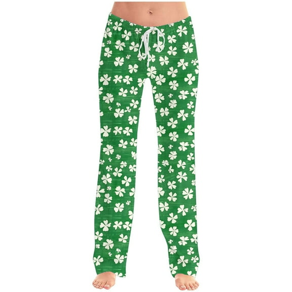 Bzhegqhd Women's St. Patrick's Day Print Comfortable Casual Drawstring Pants