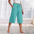 thumbnail image 1 of Bzhegqhd Women's Summer Casual Loose with Pockets Drawstring Elastic Waist Pants Short Pants, 1 of 6