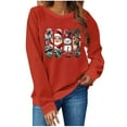 thumbnail image 1 of Bzhegqhd Women's Sweatshirts Christmas Holiday Print Long Sleeve Crewneck Pullover Festive Graphic Top Soft Cotton Blend Noel themed Winter Blouses, 1 of 3