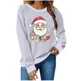 thumbnail image 1 of Bzhegqhd Women's Sweatshirts Christmas Holiday Print Long Sleeve Crewneck Pullover Festive Graphic Top Soft Cotton Blend Noel themed Winter Blouses, 1 of 4