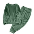 thumbnail image 1 of Bzhegqhd Women's Winter Brushed Fleece Pajama Set Solid Color Loose Fit Long Sleeve Top with Elastic Waistband Pants Warm Plush thermal Nightwear Loungewear Set, 1 of 6
