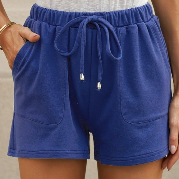 Bzhegqhd Womens Hot Pants Shorts with Pockets,Women's Fashion Solid Color Plus Size Rope Tie Shorts,Yoga Sport Shorts