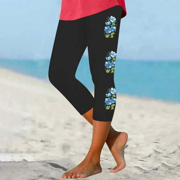 Bzhegqhd Womens Printed Leggings Yoga Casual Cropped Pants and Bottom Cropped Pants