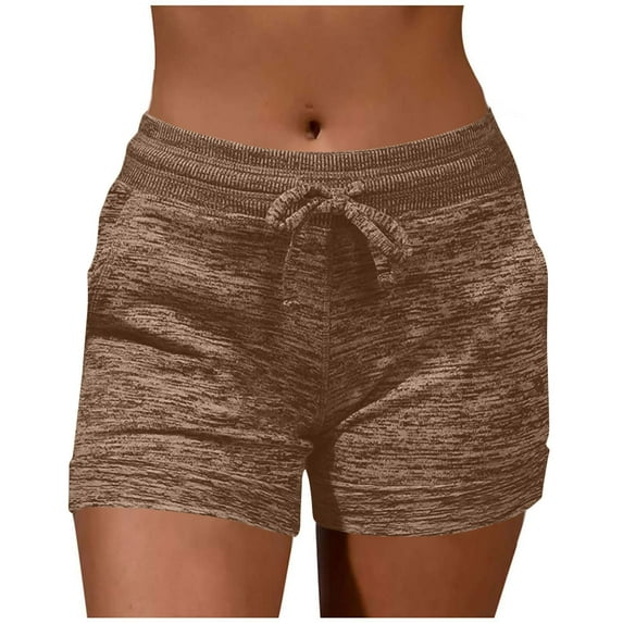 Bzhegqhd Womens Running Shorts with Pockets,Women's Summer Solid Color Fashionable Drawstring Pocket Sports Shorts
