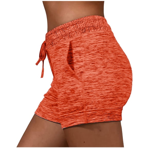 Bzhegqhd Spring Summer Solid Color Pockets Yoga Drawstring Outwear Sports Shorts for Women