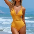 thumbnail image 1 of Bzhegqhd Womens Swimsuits One Piece Tummy Control,Women Solid Color Sexy Backless Strap Bikini Swimsuit, 1 of 5