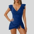 thumbnail image 1 of Bzhegqhd Womens Swimsuits One Piece Tummy Control,Women's Solid Color Lace Sleeves V-Neck Bandage Backless Bikini Swimsuit, 1 of 5