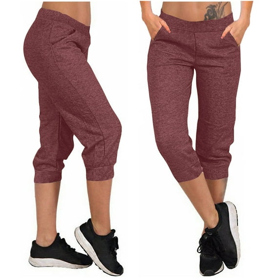 Bzhegqhd Womens Yoga Capri Pants Casual Solid Color Loose Pant Soft Drawstring Elastic Waist Trousers with Pockets Workout Athletic Yoga Pants for Outdoor and Everyday Wear Clothing