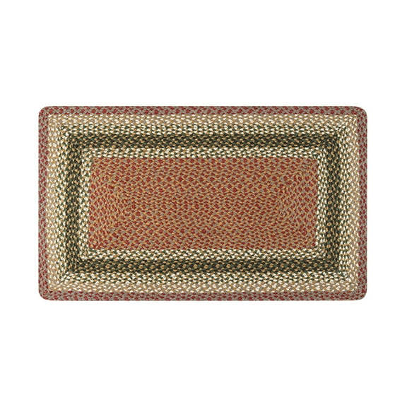 C-024 Olive, Burgundy, Gray Braided Rug , Rectangle 27" x 45"