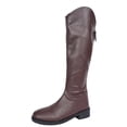thumbnail image 1 of C-046 Brown Womens On Knee High Boots Low Heel Back Zip Plus Size Comfortable Long Boots For Women, 1 of 9