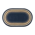 thumbnail image 1 of C-079 Light & Dark Blue, Mustard Braided Rug, Oval 27" x 45", 1 of 8