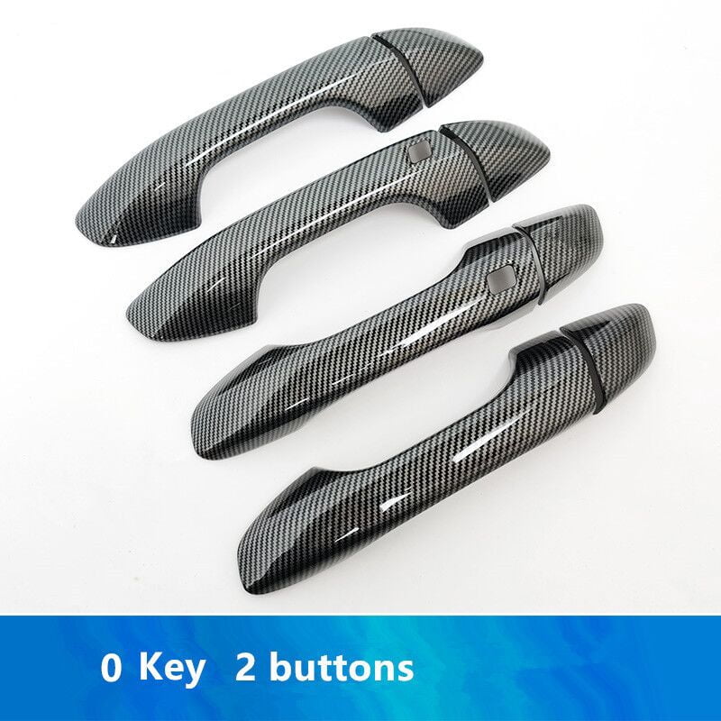 Carbon Fiber Door Handle Covers For Tesla Model 3 & Y – 4-Piece Set, Silver Bling, 3M Adhesive Installation