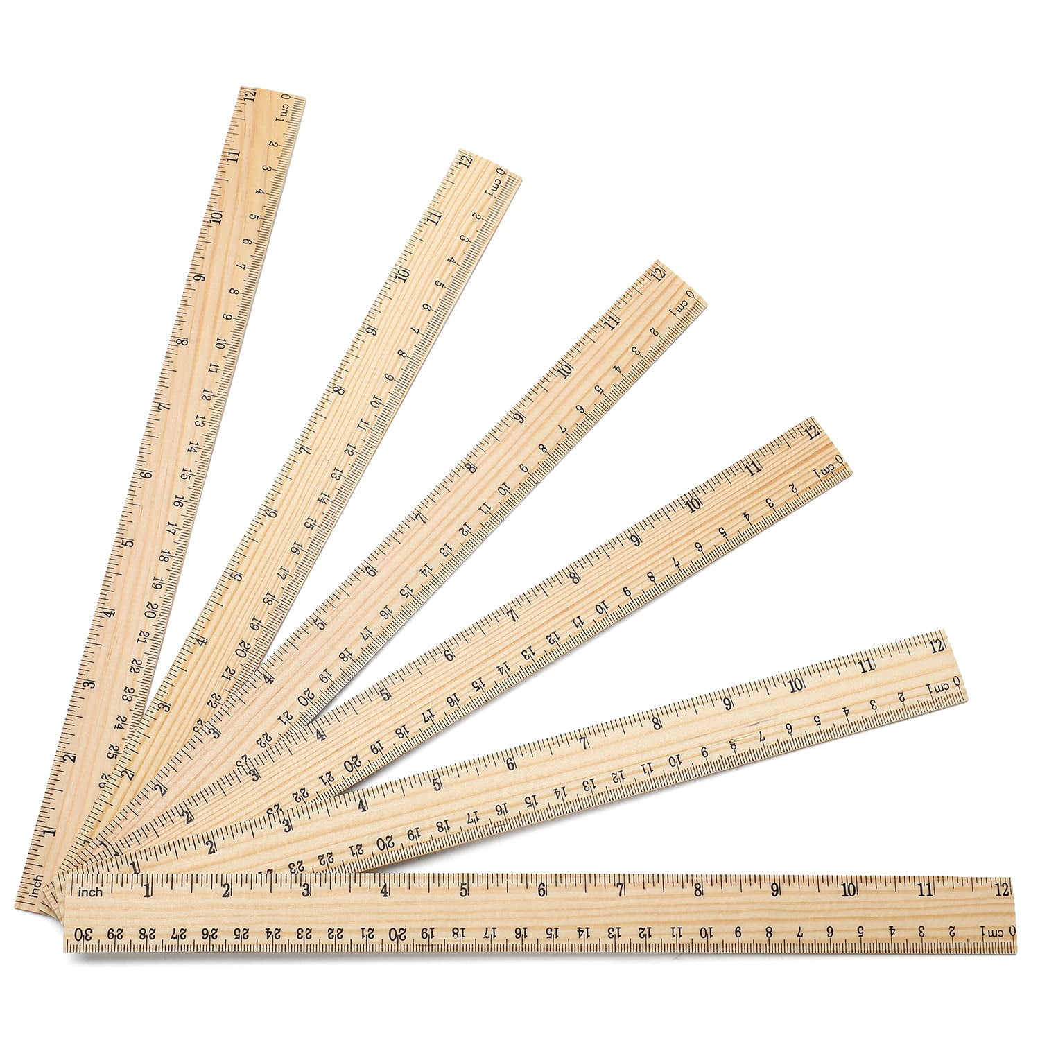 10-Pack Wooden Rulers 12 Inch With Imperial & Metric Scales - Bulk Rulers For School, Office