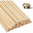 thumbnail image 1 of C 100Pcs Wood Craft Rods 1/4 x 12 Inch Dowel Rods Solid Wood Rod Round Hardwood Sticks Bamboo Stick Unfinished Wooden Dowels for Crafts DIY Knitting Tapestry Home and Garden Decoration, 1 of 7