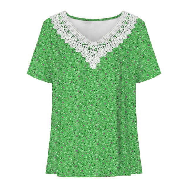 C-115 Lime Green Casual Shirts for Teen Girls Fall Summer Short Sleeve ...