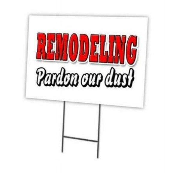 C-1216-DS-Remodeling Dust 12 x 16 in. Outdoor Plastic Yard Sign & Stake - Remodeling Pardon Our Dust