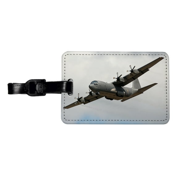 C-130 Hercules Military Transport Plane Faux Leather Travel Luggage Tag