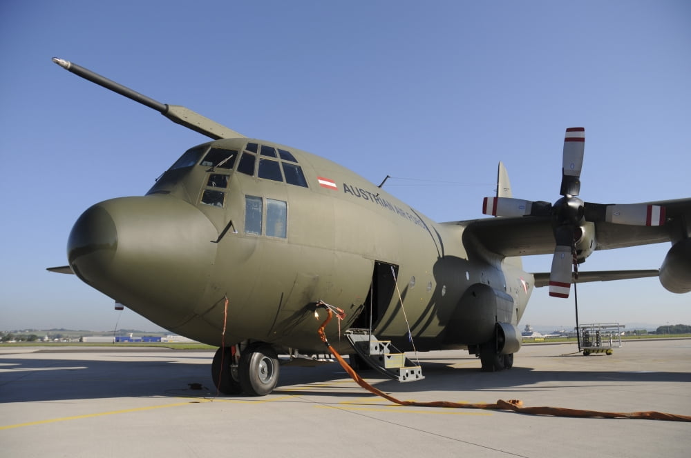 C-130 Hercules from the Austrian Air Force refueling Canvas Art - Riccardo NiccoliStocktrek Images (17 x 12)