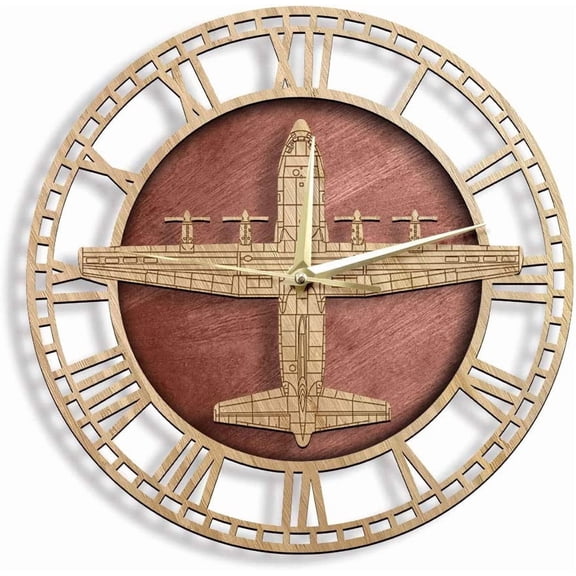 C-130H Hercules Farmhouse Style Wall Clock Quiet Sweep Quartz Wall Watch Army Tactical Airplane Aviaiton Home Decor Pilots Gift