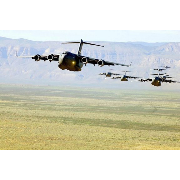 C-17 Globemaster III Aircraft Formation - 20x30 Inch Laminated Aviation Poster - Stunning Detail and Bold Colors