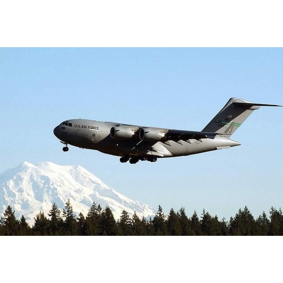 C-17 Globemaster III In Flight US Air Force Style - A - 20x30 Inch Glossy Laminated Aviation Poster - Stunning Detail and Bold Colors