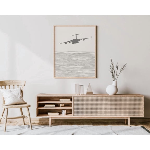 C 17 Globemaster Wall Art Print, Minimalist Military Aviation Decor