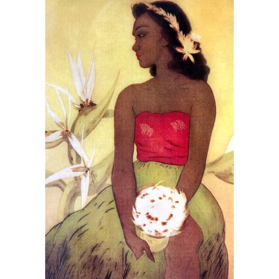 C.1940 Hula Dancer Holds Ipu In Hand Bird Of Paradise Background John Kelly by Hawaiian Legacy Archive / Design Pics