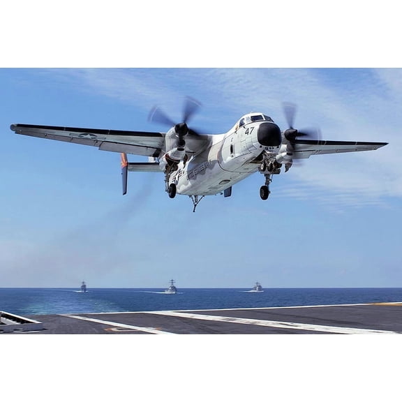 C-2 Greyhound Lands on USS Harry S. Truman CVN 75 - 24x36 Inch Laminated Aviation Poster - Stunning Detail and Bold Colors