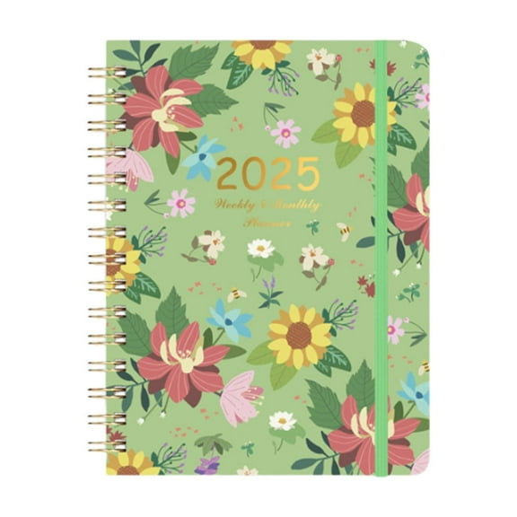 C 2025 Personalized Weekly & Monthly Planner, Floral Design Hardcover Notebook, 21.5X15.5Cm, Spiral Bound Diary For Scheduling