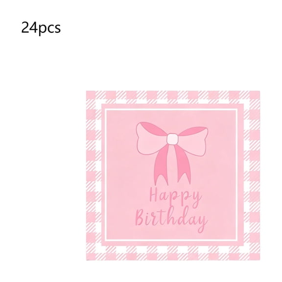 C 24Pc Valentines Day Themed Paper Towels Set Disposable Tableware With Bow Design, Festive Patterns And Convenient Use For Parties, Picnics, Birthday Celebrations 6.3X6.3In 0.11Lb