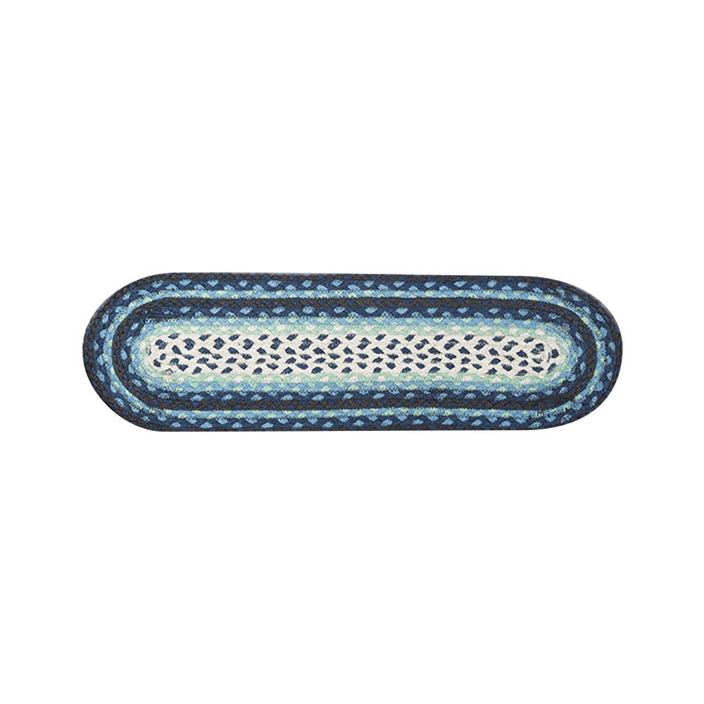 C-312 Blueberry, Creme Stair Treads, Oval Shaped Rug - 27