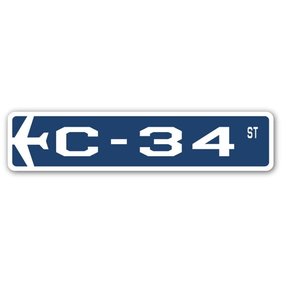 C-34 Street Sign Air Force Aircraft Military | Indoor/Outdoor | 36" Wide