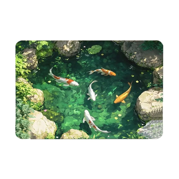 C 3D Visual Effect Carp Pond Floor Mat 40 X 60 Cm Anti Skid Crystal Velvet For Entryway Bathroom Decorative Water Absorbent Mat C