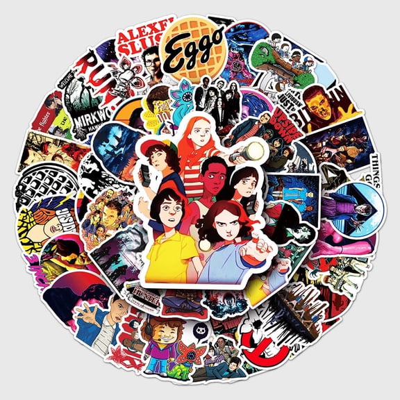 (C)50Pcs Strange thing Anime  Decals Popular Classic Anime Stickers Cartoon Waterproof Vinyl Decals for Water Bottle Laptop Guitar Car Luggage Skateboard Manga Gifts for Teens