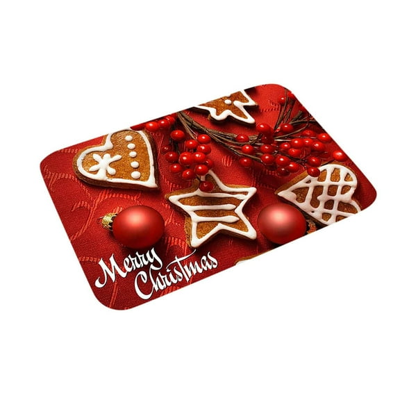 C 50X80Cm Christmas Santa Reindeer Doormat, Absorbent Non-Slip Rug For Bedroom Bathroom, Holiday Floor Decor