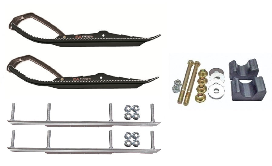 C&A Pro Black BX Snowmobile Skis w/ 7.5" Shaper Bars Complete Kit