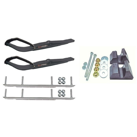 C&A Pro Black Razor Snowmobile Skis w/ 9" Shaper Bars Complete Kit Yamaha Trailing Arm & Apex/Vector