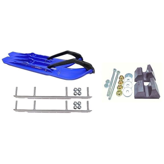 C&A Pro Blue XCS Snowmobile Skis w/ 9" Shaper Bars Complete Kit Yamaha Trailing Arm & Apex/Vector