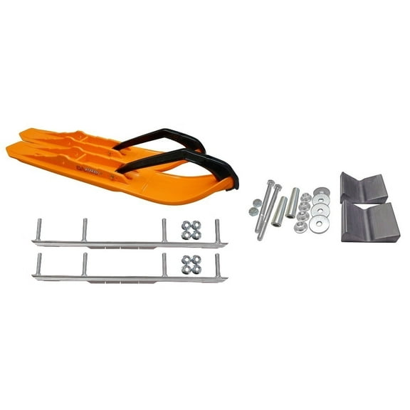 C&A Pro Orange XCS Snowmobile Skis w/ 6" Shaper Bars Complete Kit Arctic Cat 2016+ Procross & Proclimb M Series